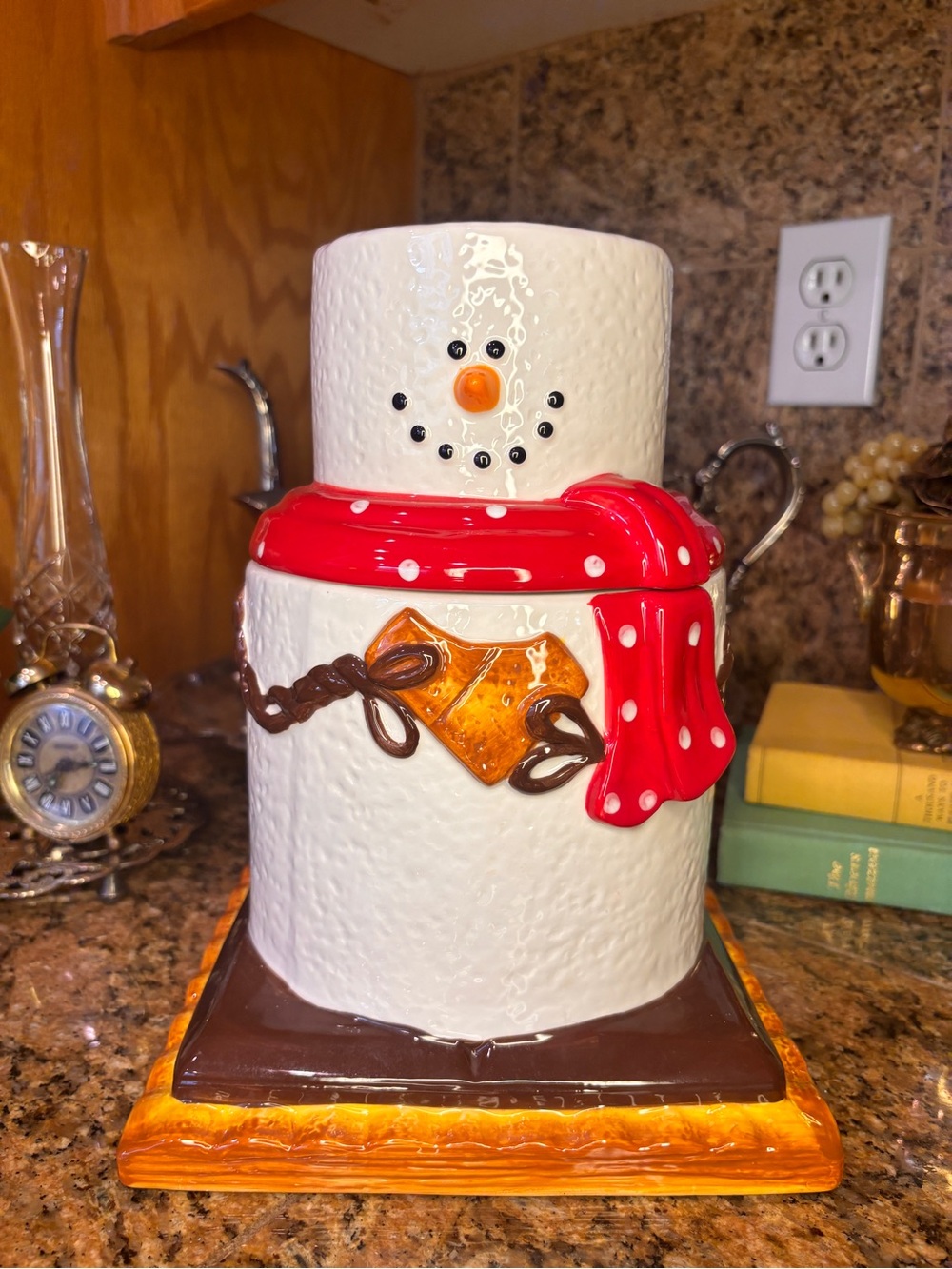 Ganz The Original S’Mores Snowman Cookie Jar Canister 2019 Christmas 10”